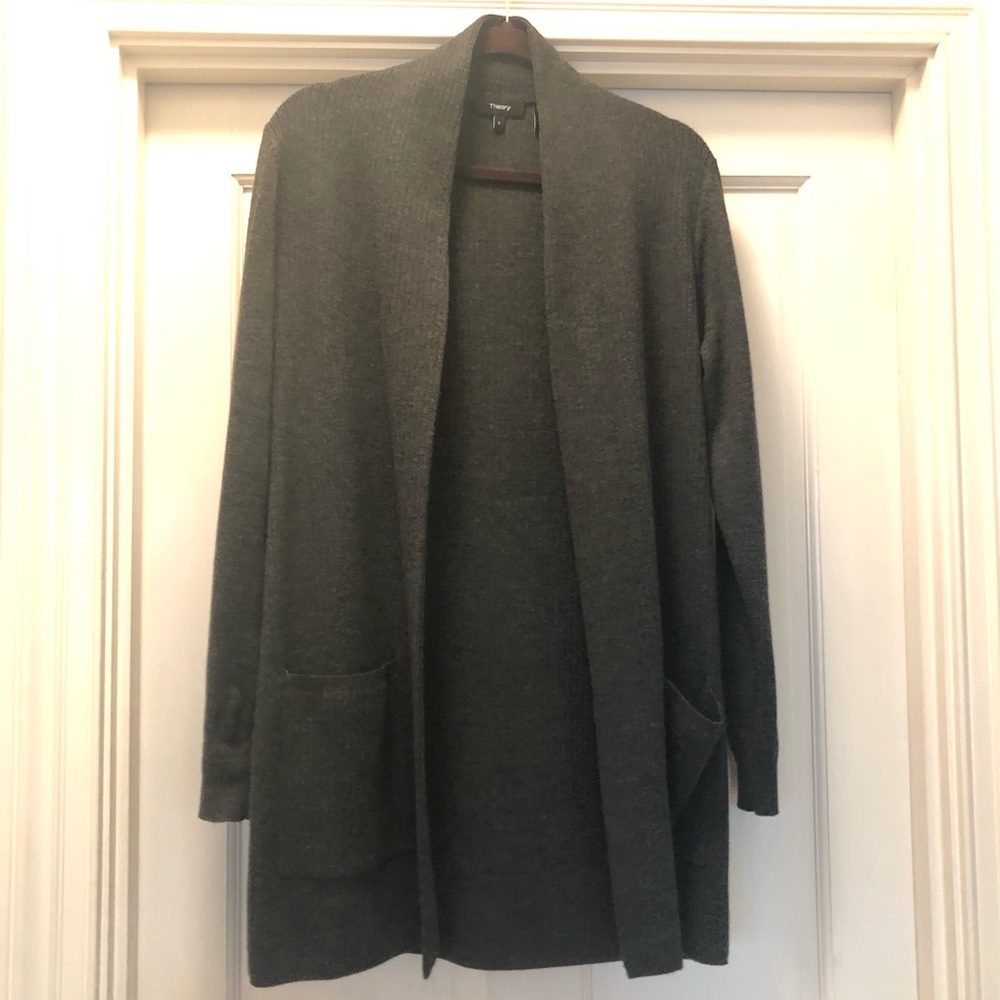 THEORY Wool-Blend Open Front Cardigan - LUXURIOUS